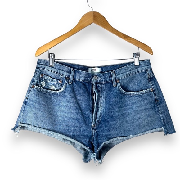 Agolde Pants - Agolde Blue Distressed Denim Jean Shorts
